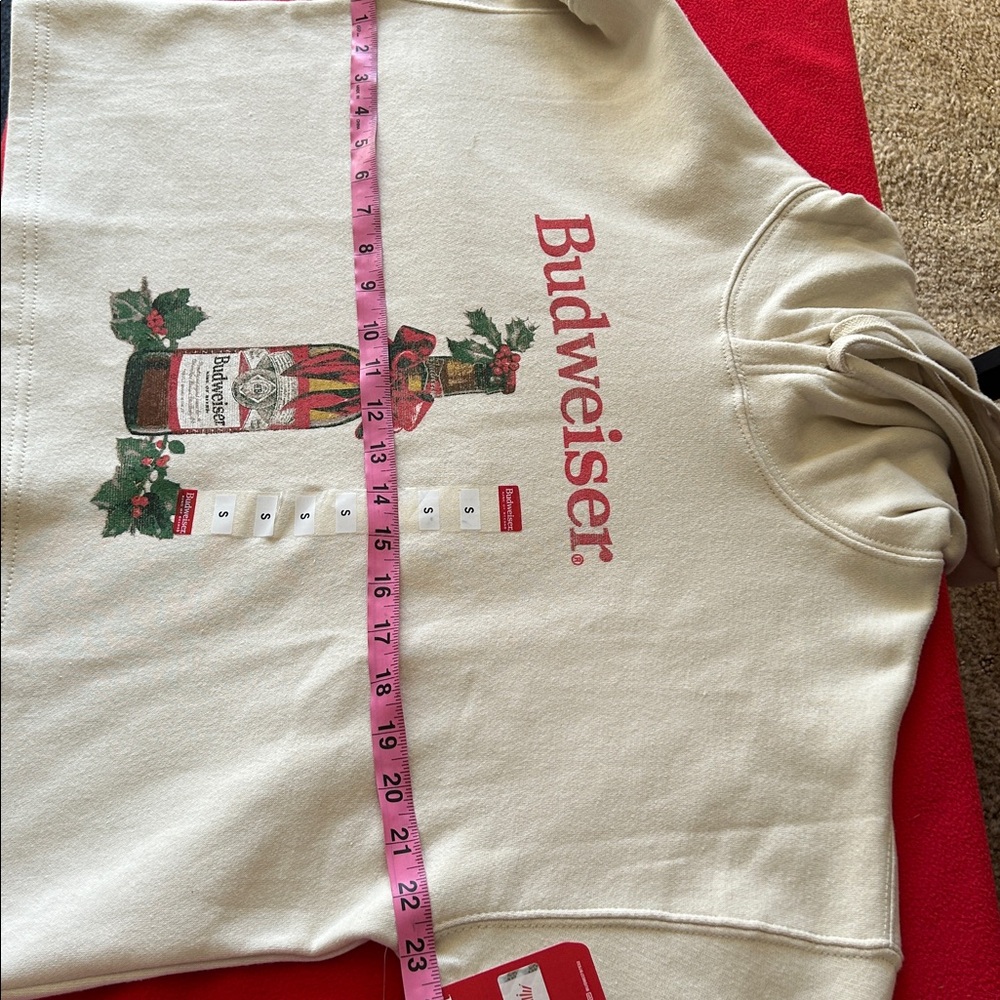 Budweiser Off-White Crop Tops Sweater Hoodie with Bottle Design - Picture 7 of 13